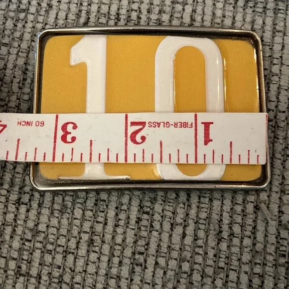 License plate belt buckle Yellow White Number 10 handmade rage buckles